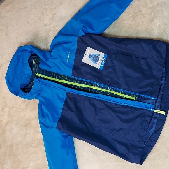 Eddie Bauer Boys Lone Peak 3 in 1 Jacket (Blue, Large 14/16) 並行輸入品 Kids Eddie Bauer Lone Peak 3-in-1 Insulated Windbreaker Jacket